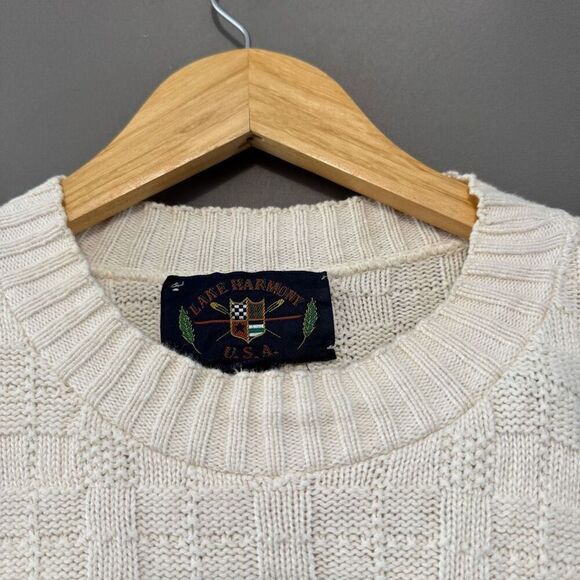 Lake Harmony Men’s Round Neck Square Knit Sweater Size XL 100% Cotton - Picture 3 of 11